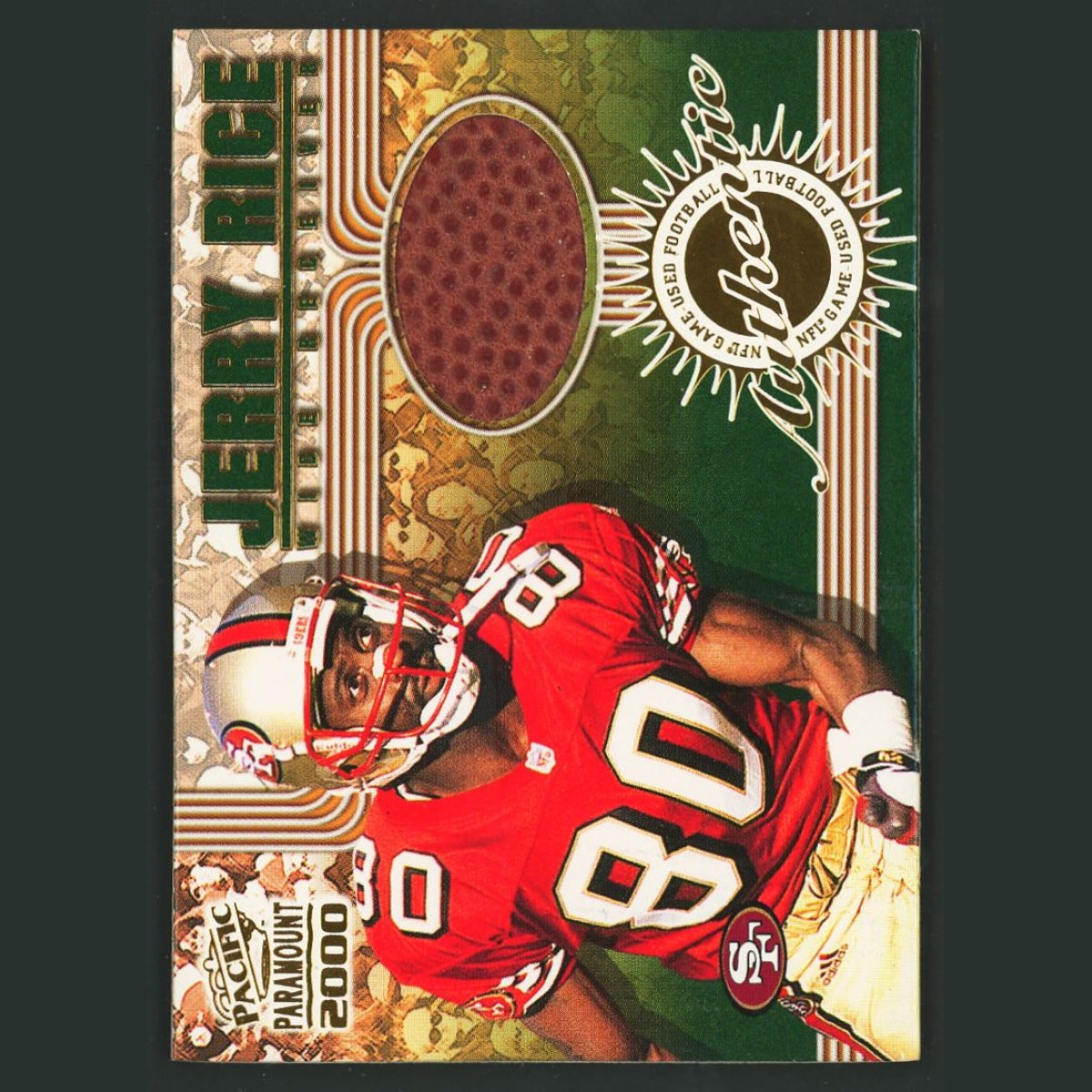 Jerry Rice #10 2000 Pacific Paramount Game Used Football San Francisco 49ers NFL