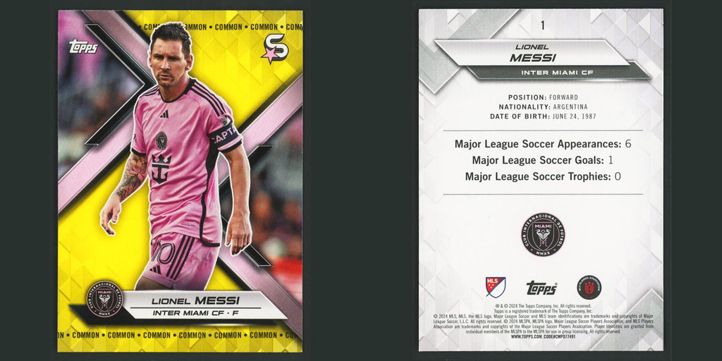 Lionel Messi #1 2024 Topps MLS Superstars Yellow Variation Inter Miami CF Soccer
