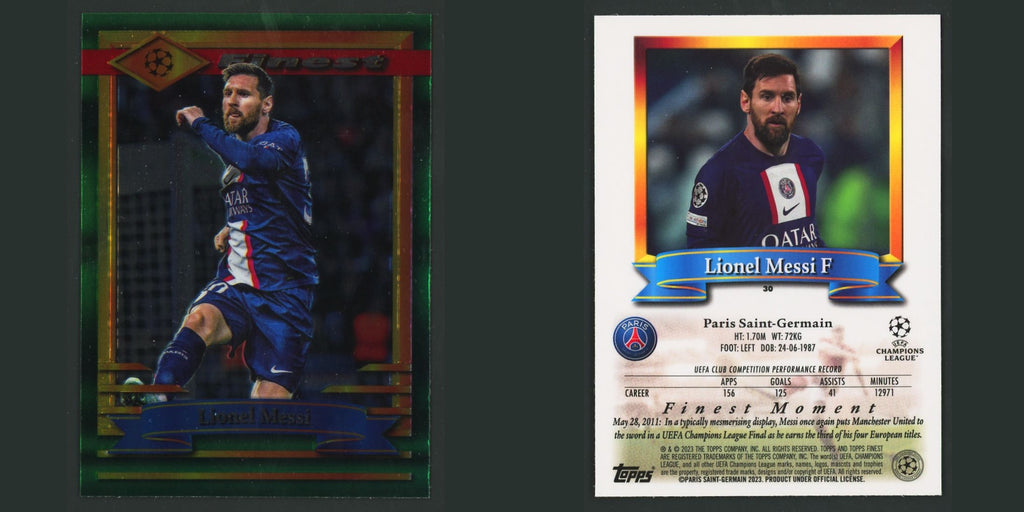 Lionel Messi #30 2022 Topps Finest Flashbacks UEFA Paris Saint-Germain Soccer