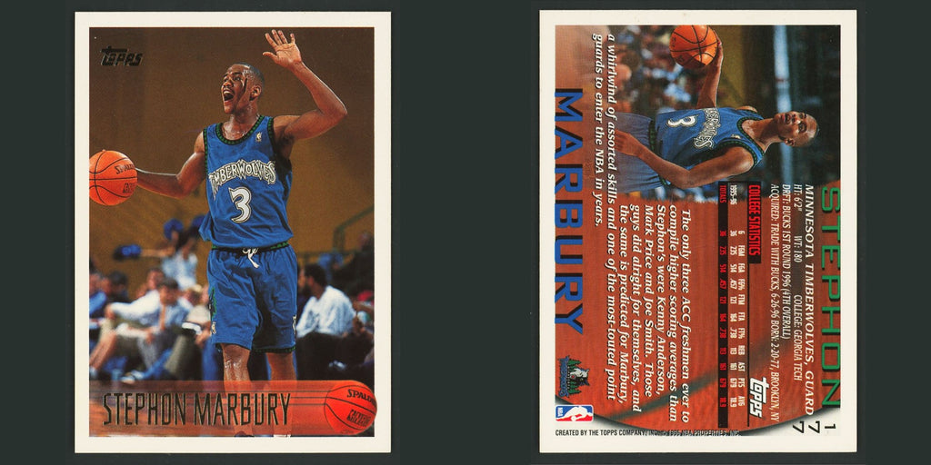 Stephon Marbury #177 1996-97 Topps Minnesota Timberwolves Basketball Card NBA