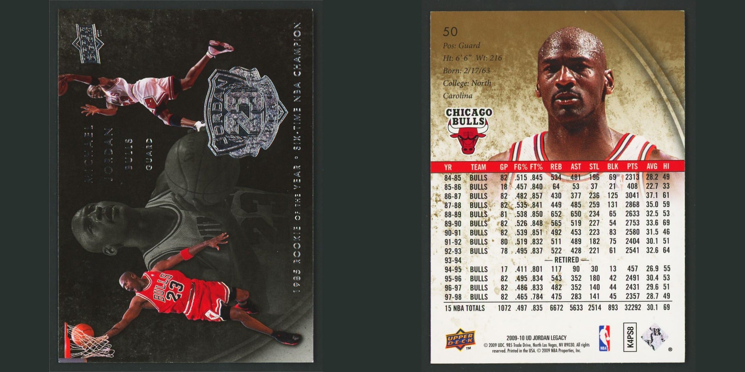 Michael Jordan #50 2009-10 Upper Deck Michael Jordan Legacy Collection Bulls NBA